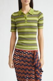 ZANKOV Janis Stripe Wool Rib Polo at Nordstrom