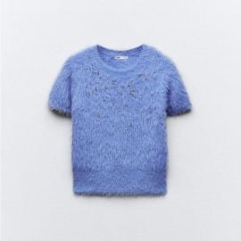 ZARA FAUX FUR JEWEL SWEATER eBay at eBay