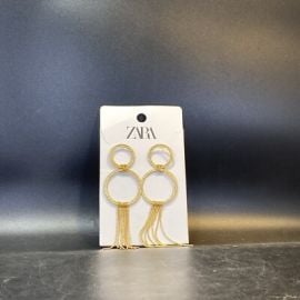 ZARA HOOP AND CHAIN EARRINGS GOLD LONG CIRCLE eBay at eBay