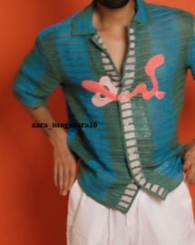 ZARA MAN NEW LIMITED EDITION BLUE EMBROIDERED CROCHET SHIRT SIZE L REF 7200446 eBay at eBay