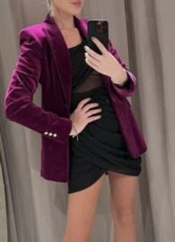 ZARA NEW WOMAN VELVET BLAZER JACKET PLUM Viva Magenta 8483514 S M eBay at eBay