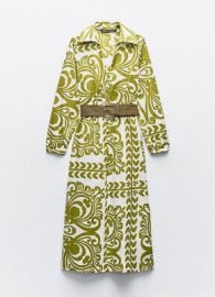 ZARA PRINTED DRESS WITH JUTE BELT GREEN amp ECRU NEW SS24 SIZE S REF 9878111 eBay at eBay