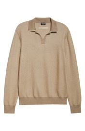 ZEGNA Long Sleeve Silk & Cashmere Polo Sweater at Nordstrom