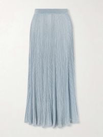 ZIMMERMANN Aster metallic ribbed-knit midi skirt at Net a Porter