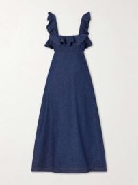 ZIMMERMANN Aster ruffled denim midi dress at Net a Porter