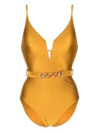 ZIMMERMANN August Belted Swimsuit Yellow at Farfetch