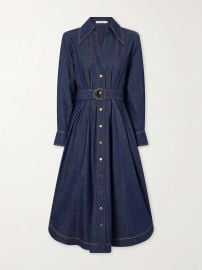 ZIMMERMANN Belted denim midi shirt dress at Net a Porter