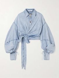 ZIMMERMANN Cropped wrap-effect denim top at Net a Porter