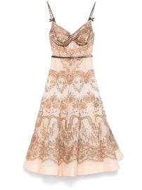 ZIMMERMANN Crush Midi Dress Neutrals at Farfetch