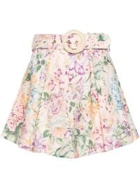 ZIMMERMANN Halliday Tuck Belted Linen Shorts Neutrals at Farfetch