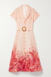 ZIMMERMANN High Tide belted floral-print linen and silk-blend midi dress NET-A-PORTER at Net a Porter