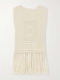 ZIMMERMANN Indra fringed crocheted cotton tank top at Net a Porter
