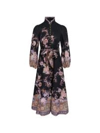ZIMMERMANN Luna floral-print Midi Dress Black at Farfetch