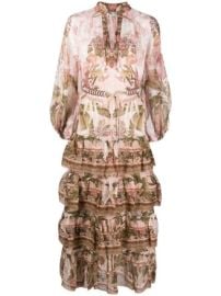 ZIMMERMANN Lyre palm-print Tiered Maxi Dress - at Farfetch