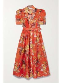 ZIMMERMANN Matchmaker belted floral-print linen and silk-blend midi dress NET-A-PORTER at Net a Porter