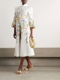 ZIMMERMANN Matchmaker belted floral-print linen midi dress NET-A-PORTER at Net a Porter