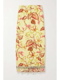 ZIMMERMANN Matchmaker crystal-embellished floral-print linen midi skirt NET-A-PORTER at Net a Porter