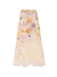 ZIMMERMANN Memento Embroidered Midi Skirt Neutrals at Farfetch