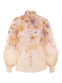 ZIMMERMANN Memento Ruffled floral-print Blouse Neutrals at Farfetch