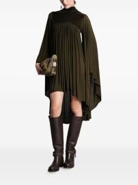 ZIMMERMANN Memento high-neck Pleated Dress Green at Farfetch