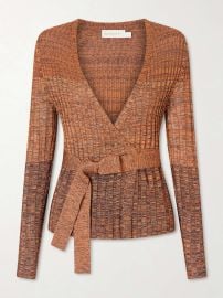 ZIMMERMANN Mouline belted ribbed-knit wrap top at Net a Porter