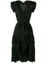 ZIMMERMANN PLISSE WRAP DRESS - BLACK at Farfetch