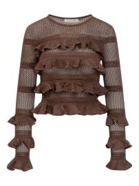 ZIMMERMANN Panelled Ruffled Top Brown at Farfetch