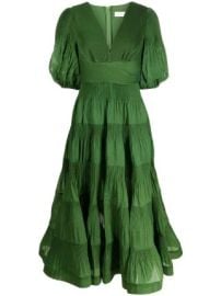 ZIMMERMANN Pleated Tiered Midi Dress - Farfetch at Farfetch