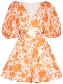 ZIMMERMANN Postcard puff-sleeve Flared Mini Dress - at Farfetch