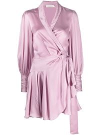 ZIMMERMANN Ruched silk-satin Wrap Minidress - at Farfetch