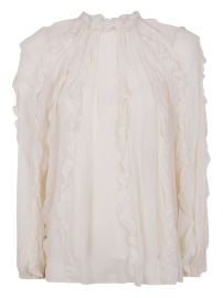 ZIMMERMANN Ruffled high-neck Blouse Neutrals at Farfetch