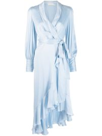 ZIMMERMANN Silk Ruffled Wrap Midi Dress - at Farfetch