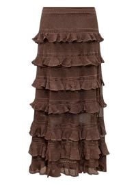 ZIMMERMANN Tiered Ruffle Skirt Brown at Farfetch
