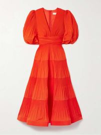 ZIMMERMANN Tiered pliss-taffeta midi dress NET-A-PORTER at Net a Porter