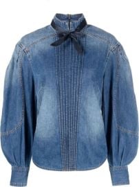 ZIMMERMANN bow-detail Denim Shirt - at Farfetch