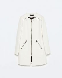 ZIPPED COAT WITH ROUND NECK at Zara