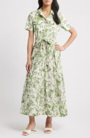 ZOE AND CLAIRE Floral Tiered Cotton Shirtdress at Nordstrom