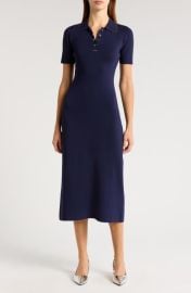 ZOE AND CLAIRE Rib Knit Midi Polo Dress at Nordstrom