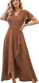 ZZV Formal Dresses for Women Gowns Evening V Neck Wedding Guest Dresses | Ruffle Cocktail Dress Long Wedding Guest Dresses for Women Evening Party at Amazon