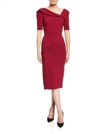 Zac Posen Asymmetric-Neck Sheath Dress at Neiman Marcus