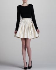 Zac Posen Metallic A-Line Skirt Gold at Neiman Marcus