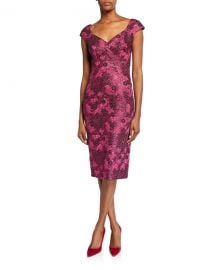 Zac Posen Metallic Floral-Jacquard Cocktail Dress at Neiman Marcus