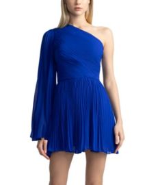 Zac Posen Pleated One Shoulder Mini Dress Bloomingdales at Bloomingdales