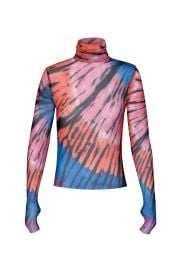 Zadie Power Mesh Turtleneck Top - Blue Halo Placement Tie-Dye AFRM at AFRM