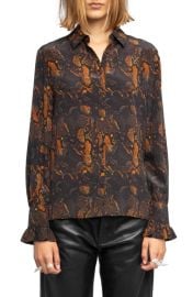 Zadig & Voltaire Thely Python Print Silk Button-Up Shirt at Nordstrom