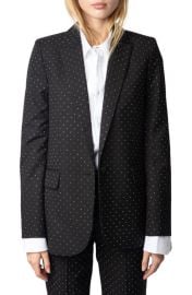 Zadig & Voltaire Valse Diamanté Single Breasted Crepe Blazer at Nordstrom
