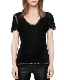 Zadig  Voltaire Tino Gold Foil Trimmed Tee   Bloomingdales at Bloomingdales