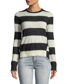 Zadig  amp  Voltaire Source Striped Cashmere Frayed Sweater at Neiman Marcus