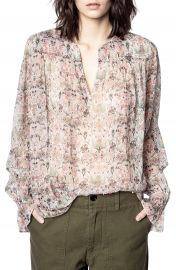 Zadig  amp  Voltaire Taya Mousseline Floral Beaded Top   Nordstrom at Nordstrom