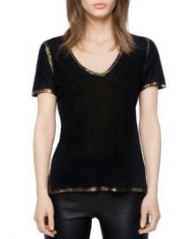 Zadig  amp  Voltaire Tino Gold Foil Trimmed Tee Women - Bloomingdale s at Bloomingdales